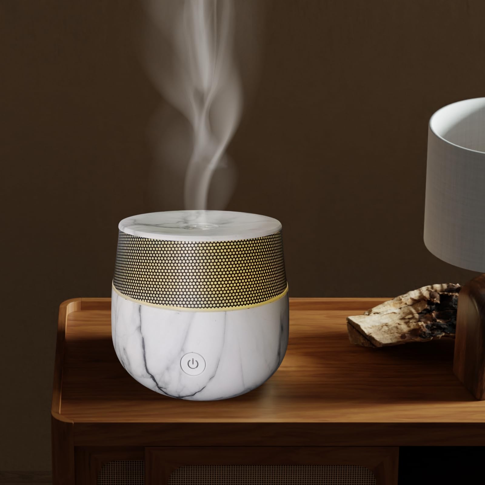 Zen'Arôme - Diffusor Kailo - Luftbefeuchter für ätherische Öle - Ultraschall-Aromatherapie-Vernebler - Elektrische Duftlampe im Marmor-Design mit verstellbarer LED-Beleuchtung und Diffusion - Auto-Off