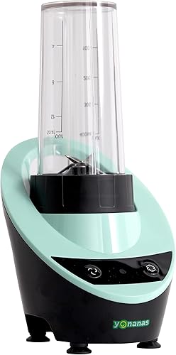 Yonanas Licuadora personal con tapa para llevar para batidos, batidos, mezclas de bebidas, salsas, sin BPA, 300 vatios, menta, verde