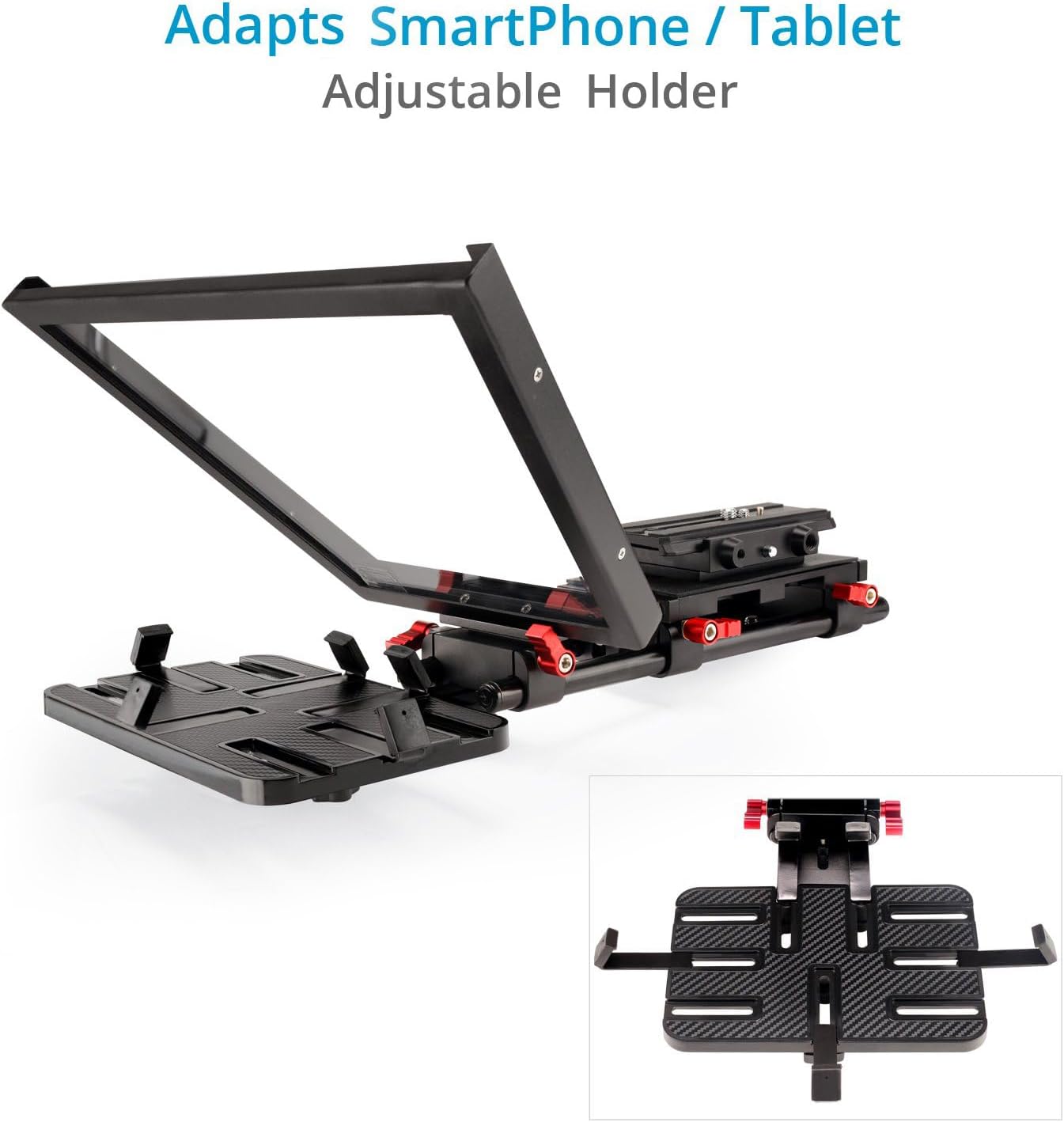 Proaim Universal Teleprompter Kit for Tablet/Smartphone/DSLR Video Cameras. 60:40 Beam Splitter, Quick Release Camera Plate. Sunhood & Cotton Gloves, 1/4" & 3/8" Tripod Threads + Hard Case (P-TP300)