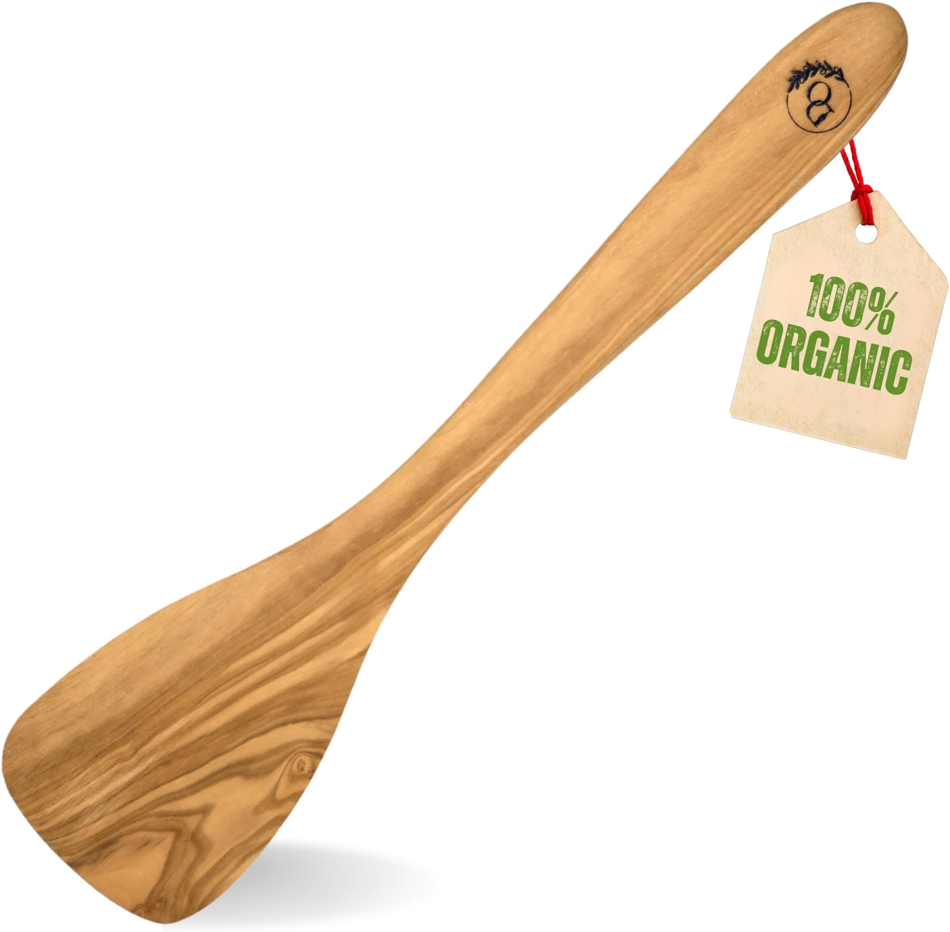 Olive Wood Handmade Flat Spatula Solid Turner 100% Mediterranean Olive Wood High Heat Resistant Safe Nonstick cookware Flipping Eggs, Fish, Chopper, Housewarming Gifts Women Men (1, 12)