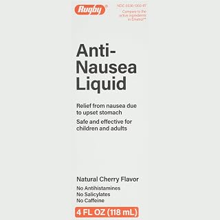 Rugby Anti-Nausea Liquid - Upset Stomach Relief for Adults and Kids - Natural Cherry Flavor - 4 Fl Oz (1-Pack)