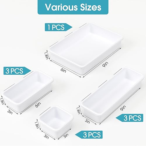 Miniatura 2 de Juego de 10 organizadores de cajones, organizador de cajones de maquillaje de 4 tamaños con almohadillas antideslizantes, contenedores de