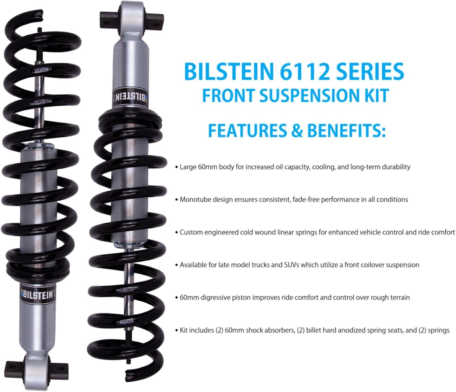 6112 Series Front Suspension Kit fits 2021 2024 F150 Lariat 4WD V6 3.5L EcoBoost Engine Crew Cab - Provides 0-2.5" Front Lift - Increases Ground Clearance - TrendsAuto Decal
