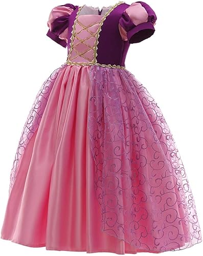 Miniatura 8 de FMYFWY Disfraz de princesa Sofía Rapunzel para niñas, carnaval, Halloween, Navidad, cumpleaños, fiesta de baile (accesorios)