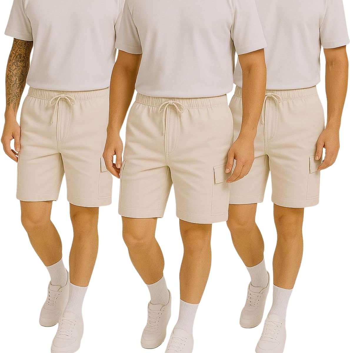 Kit 3 Bermuda Cargo Masculina Curta Streetwear casual Short Sarja Bolsos Laterais