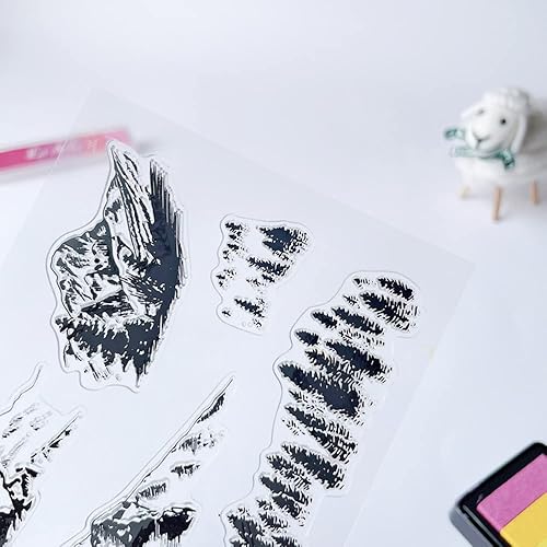 Miniatura 3 de Sellos transparentes de paisaje de bosque de montaña, sello de silicona transparente, para álbum, tarjetas, sello de goma para decoración de