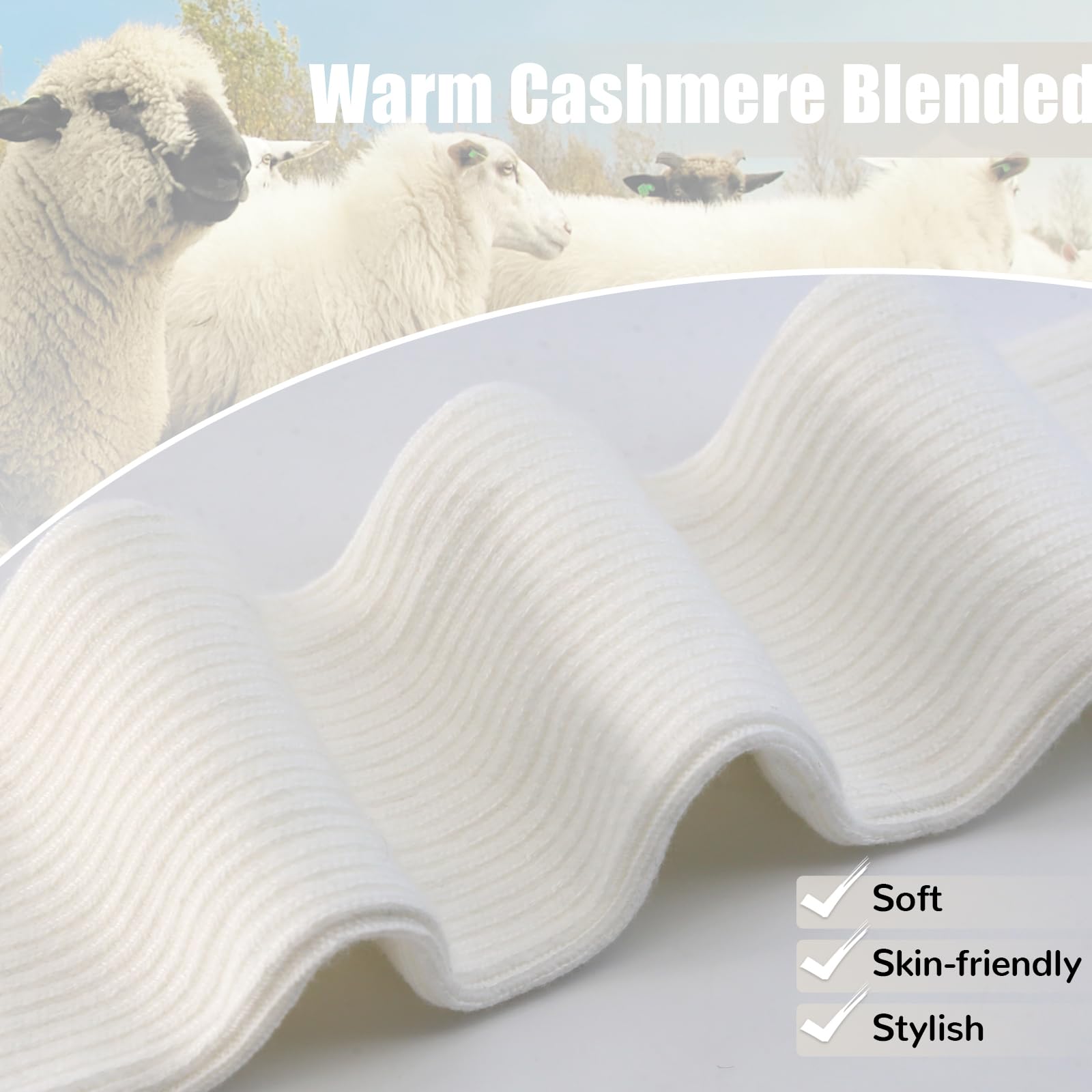 YATANAM Wool Blended Wrist Warmers Warm Fingerless Gloves Knit Soft Arm Warmers Sleeves Typing Mittens for Women (19.7''/50cm, A-white)