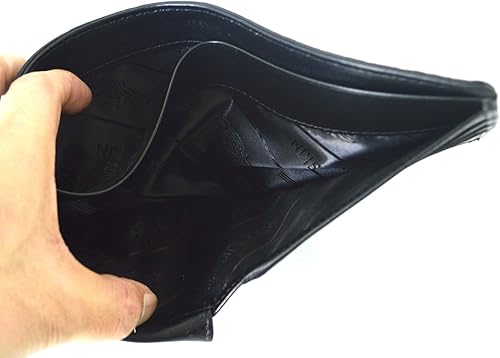 Miniatura 7 de Billetera de cuero plegable para hombre, Negro -