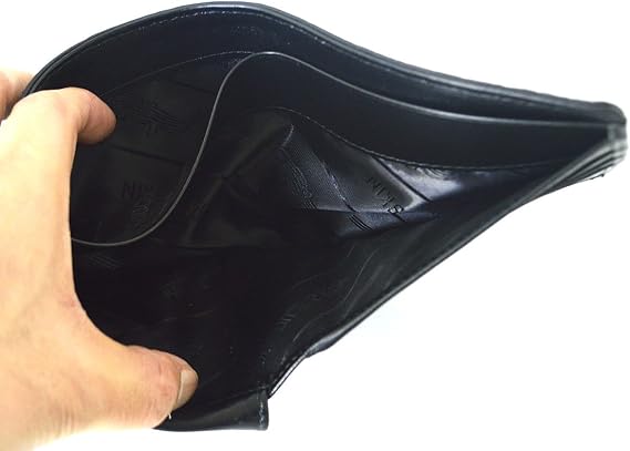 Men's Bifold Belly Leather Wallet (Black)