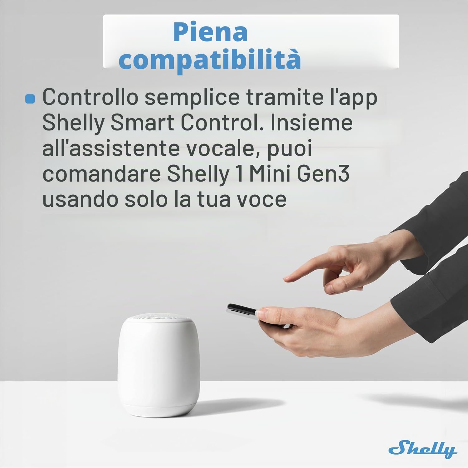 Shelly 1 Mini Gen 3 | Confezione da 4 | WiFi e Bluetooth Smart Switch 1 canale 8A | Domestico | Compatibile con Alexa e Google Home | App iOS/Android | Contatti asciutti