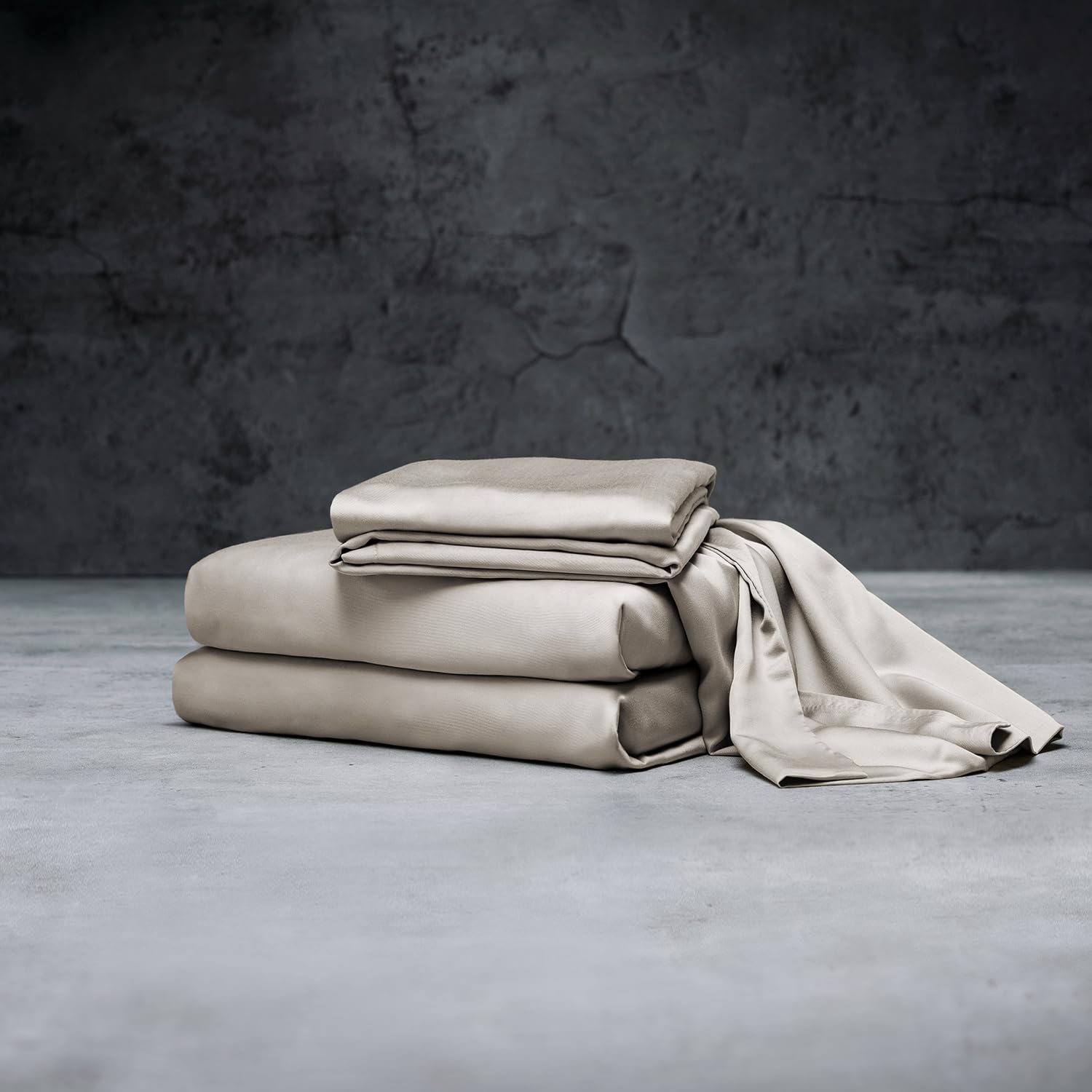 LUXOME Luxury Sheet Set | 100% Rayon (Viscose) from Bamboo | California King - Dune | Deep Pockets | 4-Piece Set (Fitted, Flat, 2 Pillowcases)