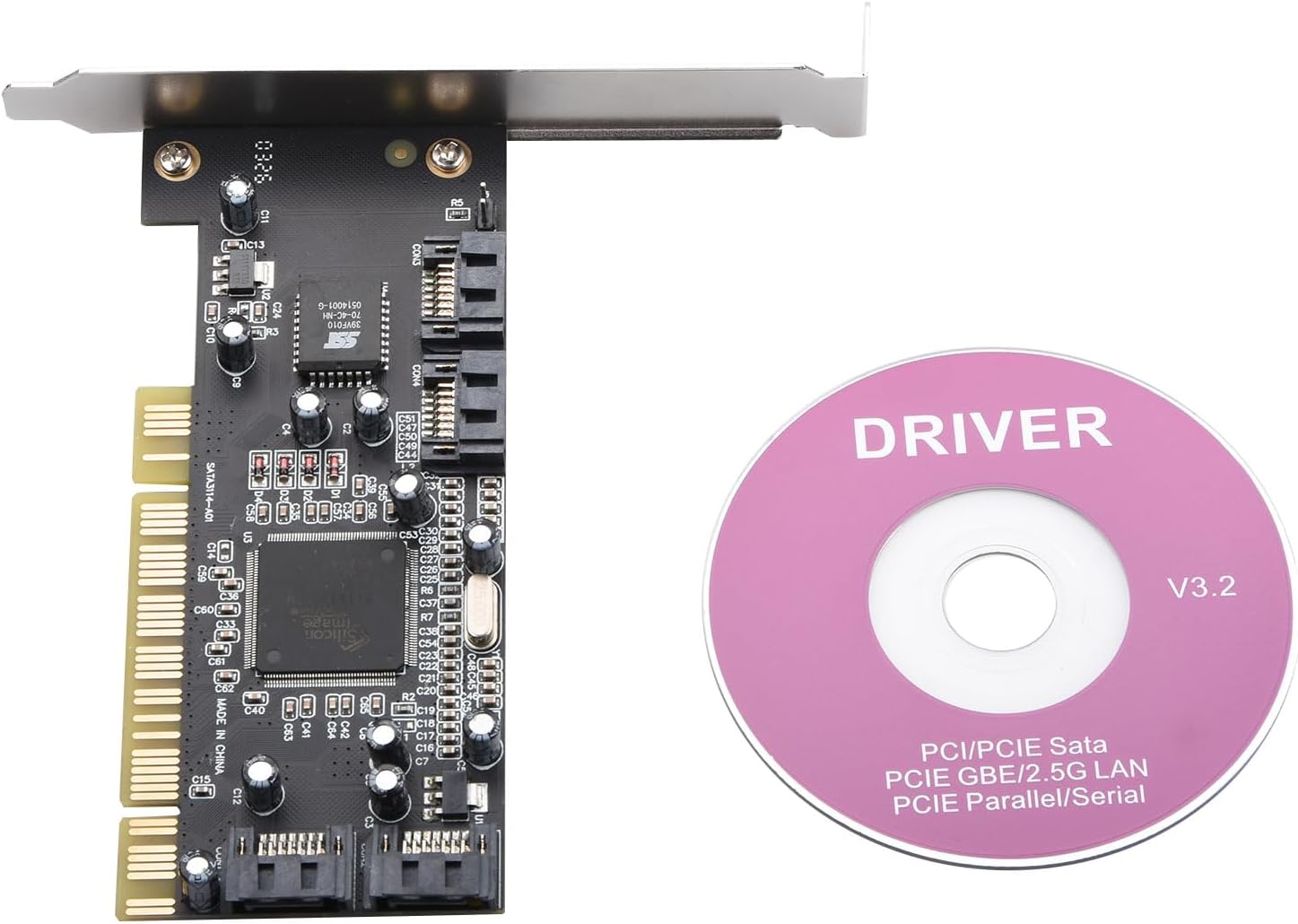 PCI to 4-Port SATA Expansion Adapter Card SiI3114 150MB/s Data Transfer Support RAID 0/1/5/0+1 & JBOD Mode for HDD