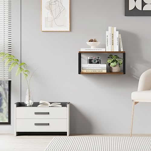 Miniatura 8 de Mesita de noche flotante de pared, estante de noche de madera, juego de 2, mesita de noche flotante para dormitorio, sala de estar, baño, cocina,