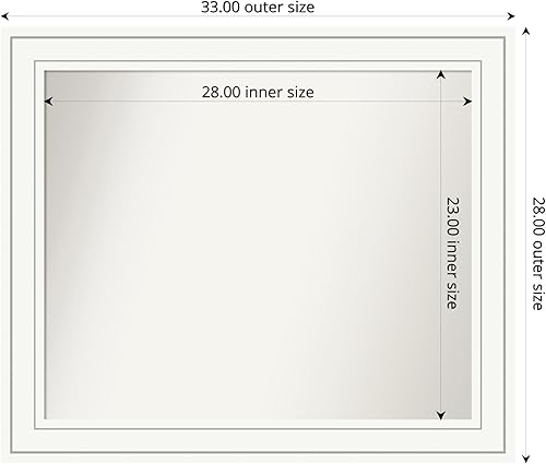 Miniatura 3 de Amanti Art Espejo personalizado, espejo de baño blanco Craftsman, espejo de pared o espejo de tocador de baño sobre el fregadero (28 x 33 pulgadas),