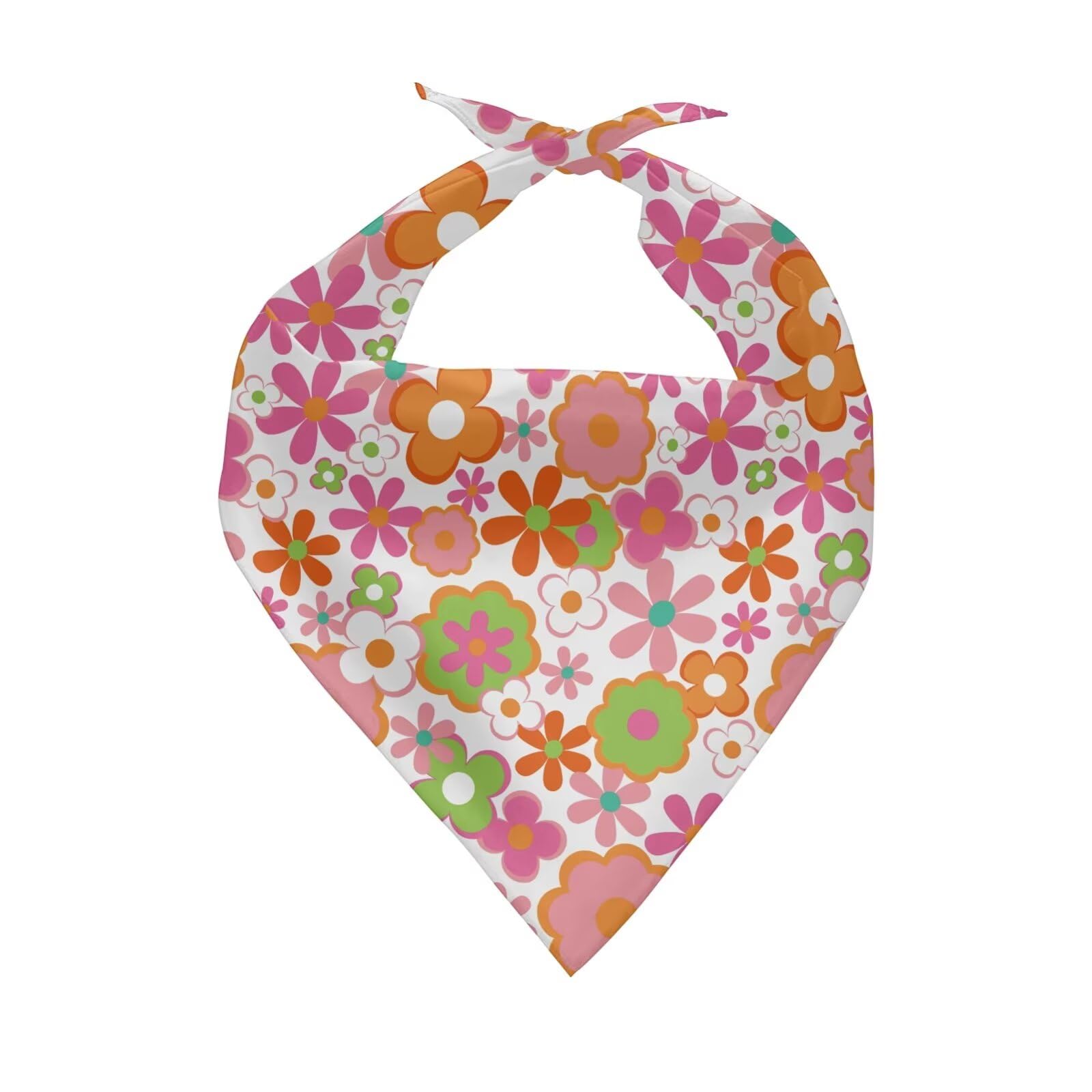 KEIAHUAN Floral Dog Bandana Pink Washable Dogs Scarf Female Square Dog Bib Kerchief Reversible Adjustable Handkerchief Scarves Breed Accessories