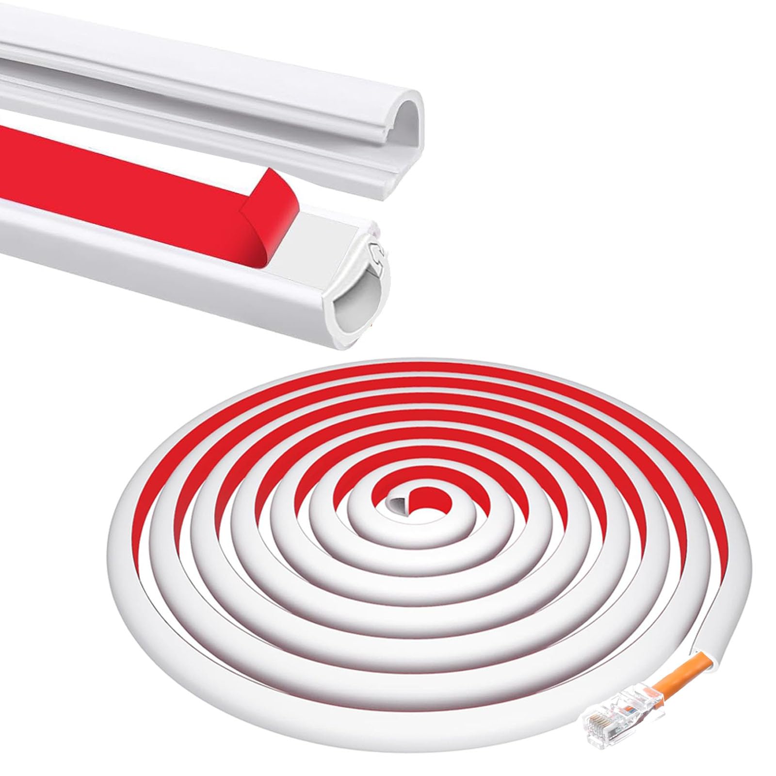 YQBFTC 2M White Cable Trunking,Soft Pvc Side Opening Self Adhesive Cable Tidy Hider for 1 Cords,Trunking for Electric Cables,Flexible Wire Cover for Cables on Wall & Floor of Home,Office