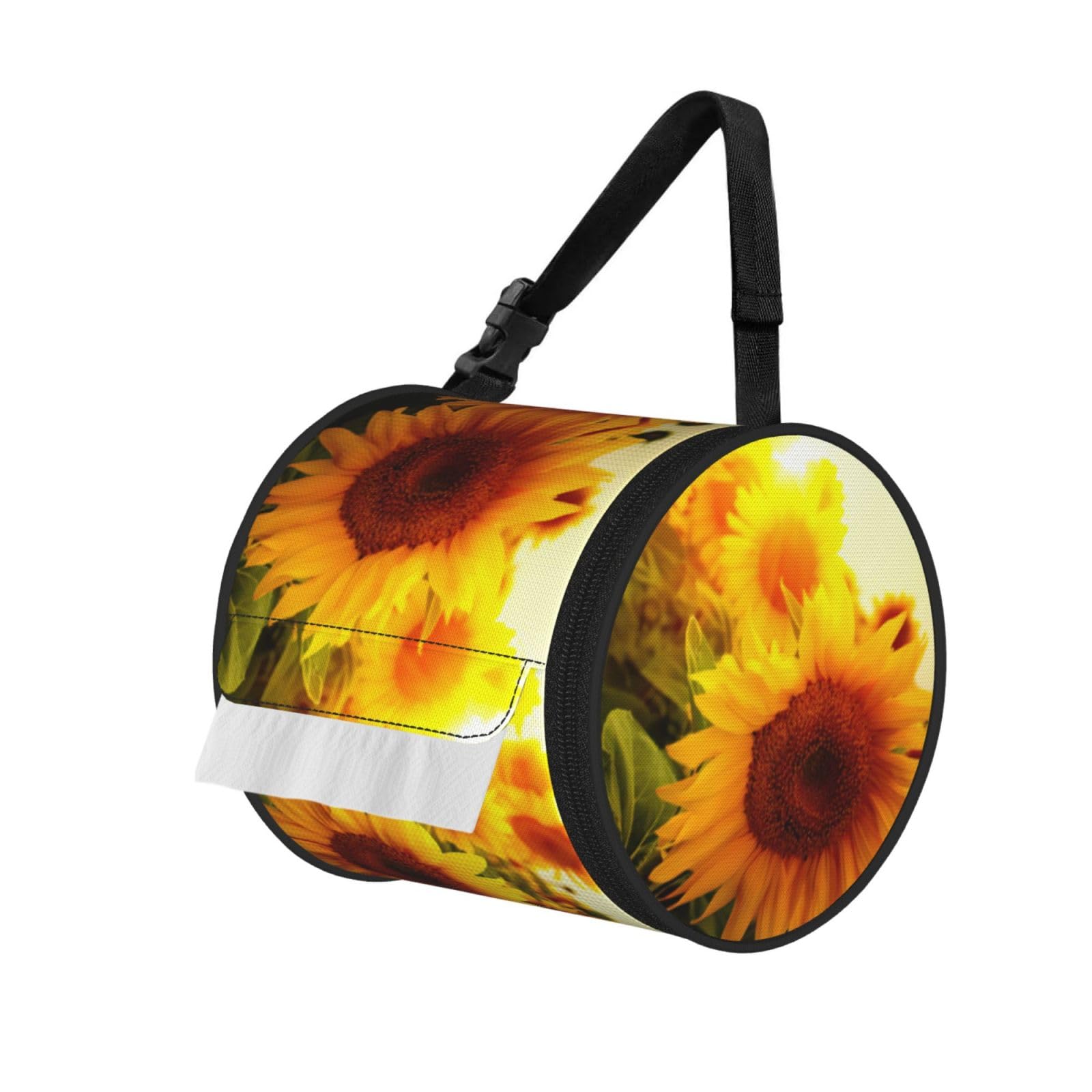 Sunflower Field On Bright Sunshine Print Fashion Tissues Organizer Box, Hanging Tissue Holder For Purse Coins For Car Office Daily Outing