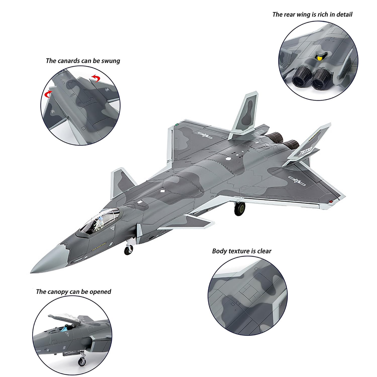 Amazon.co.jp: AZIZAT 11.6 ” 1:72-スケールJ-20戦闘機モデルジェット