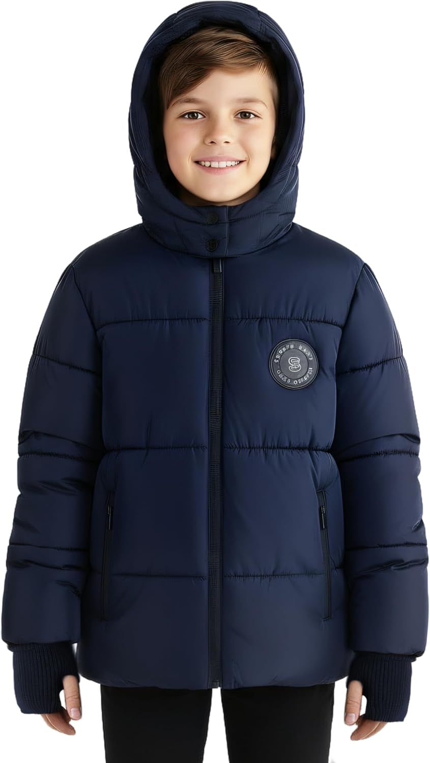 solomate Boys Winter Coats with Hood - 8-14Y Outerwear Winter Puffer Heavyweight Fleece Lined Jackets Coats for Kids - Image 3