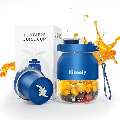 Licuadora portátil, licuadora de jugo de viaje para batidos y batidos, batidora de frutas de 17 onzas con baterías recargables, licuadora de