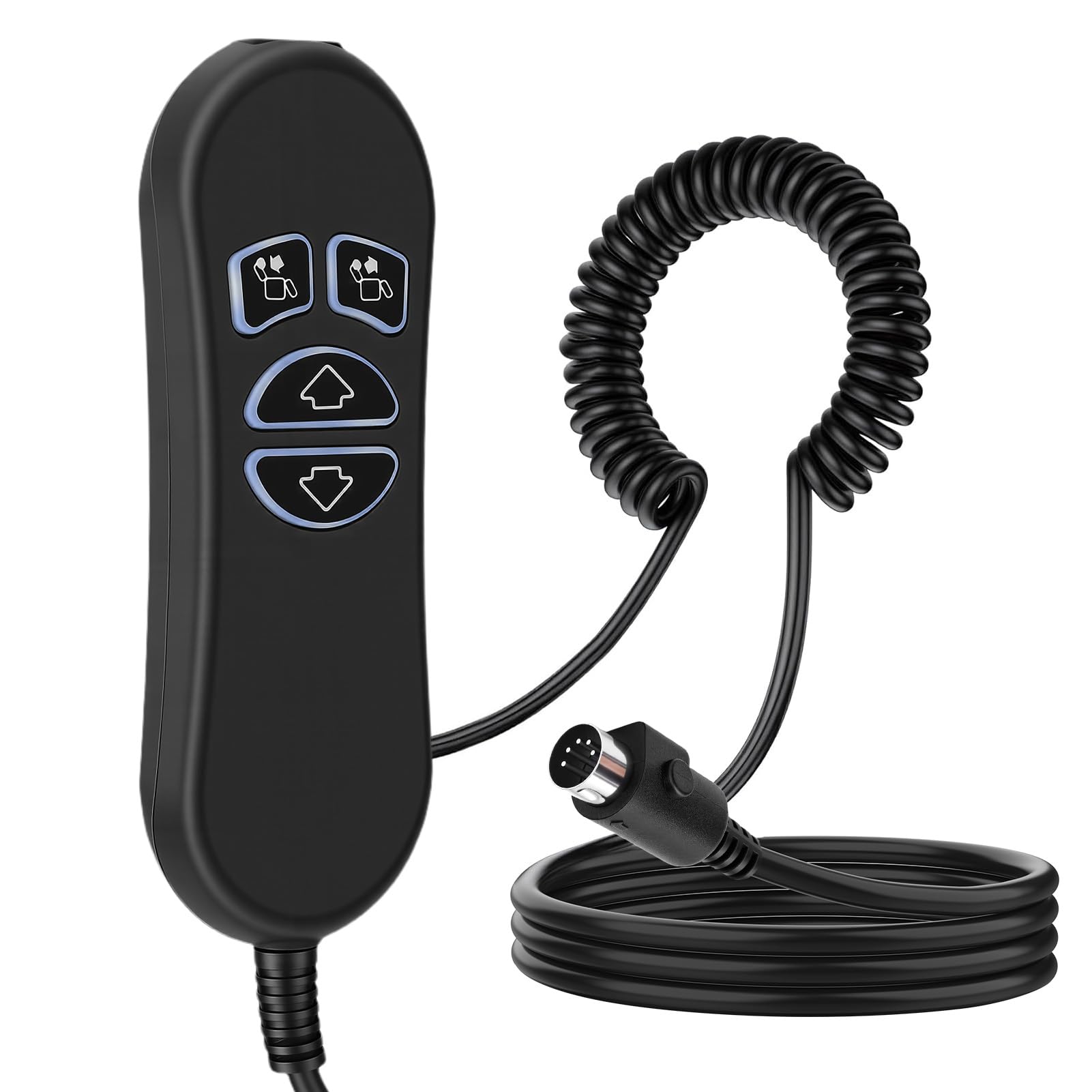 Telecomando per Poltrona Reclinabile a 4 Pulsanti e 5 Pin, Controllo manuale Telecomando Cablato con Porta di Ricarica USB e Sostitutivo Retroilluminato, per Elevabile e massaggiante Poltrona