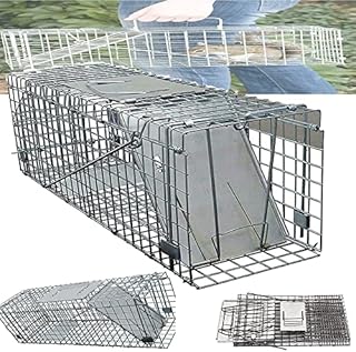 24 Inches Humane Live Rat Collapsible Rat Trap, Mice Trap Folding Rabbit Catcher for Stray Cats Groundhogs Opossums, Hamsters Live Cage Catch and Release, with Safe Carrying, 24×7.5×8.3 Inch