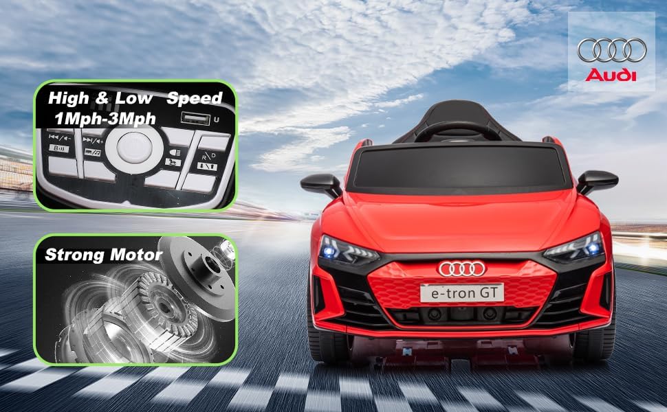 Miniatura 5 de Vehículo eléctrico para niños de 12 V con control remoto, licencia oficial de Audi, música Bluetooth, modo mecedor, luces LED, asiento de cuero, 3