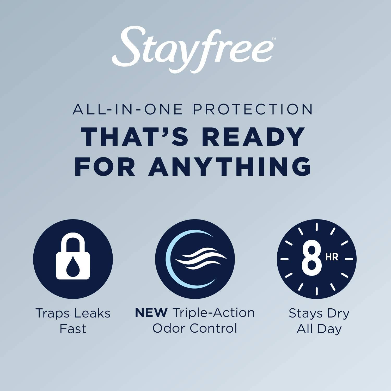 Stayfree Ultra Thin Overnight Pads with Wings, for Women & Ultra Thin Regular Pads with Wings for Women