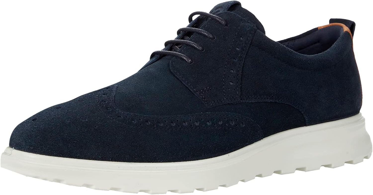 ECCO Men's Cs20 Hybrid Wingtip Tie Oxford, Navy/Lion Suede, 8-8.5