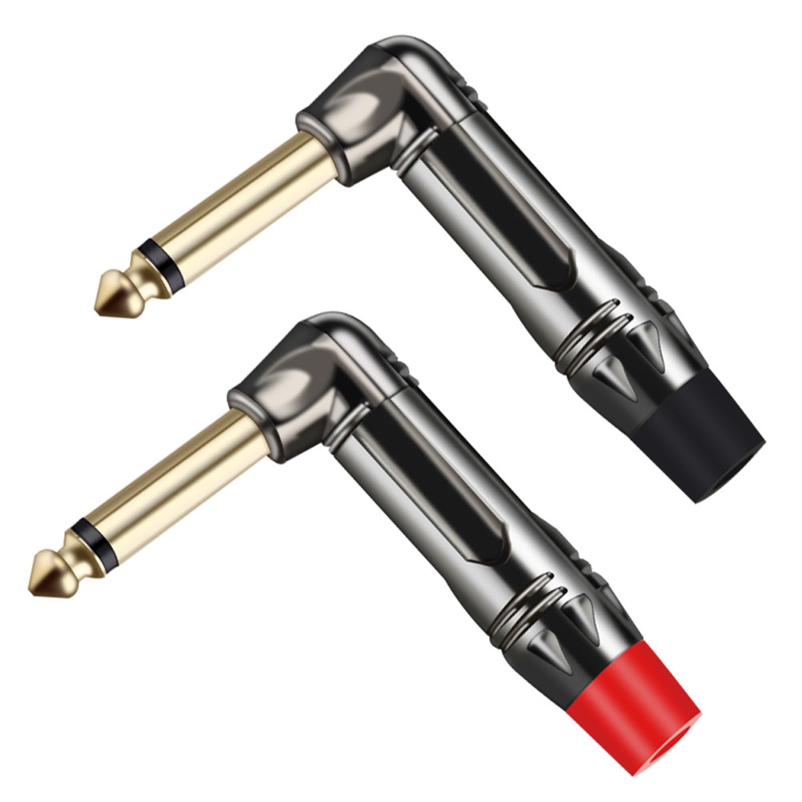10 jack mono da 6,35 mm ad angolo retto da 6,3 mm, connettore maschio da 1/4", presa microfono (5 x nero, 5 x rosso)