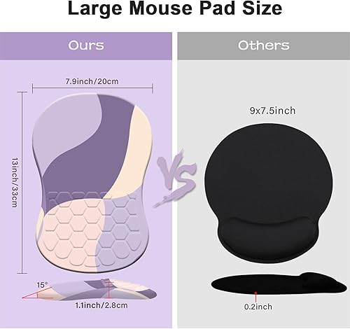 Miniatura 2 de Kakurookie Alfombrilla de mouse ergonómica con soporte para reposamuñecas, diseño de masaje, tapete de mouse para aliviar el dolor del túnel