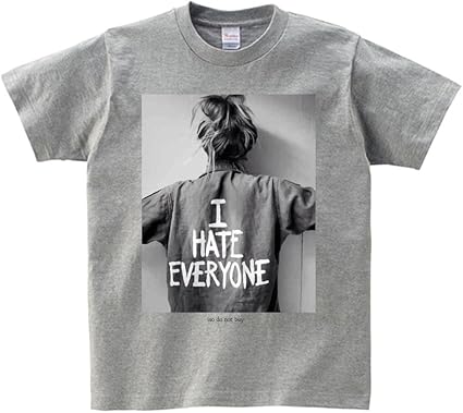 Amazon Chatte Noir Tシャツ メンズ 半袖 おしゃれ ペア カップル I Hate Everyone Bad Girl バッドガール 可愛い 後ろ姿 クルーネック Uネック ユニセックス 男女兼用 プリントtシャツ Tシャツ カットソー 通販