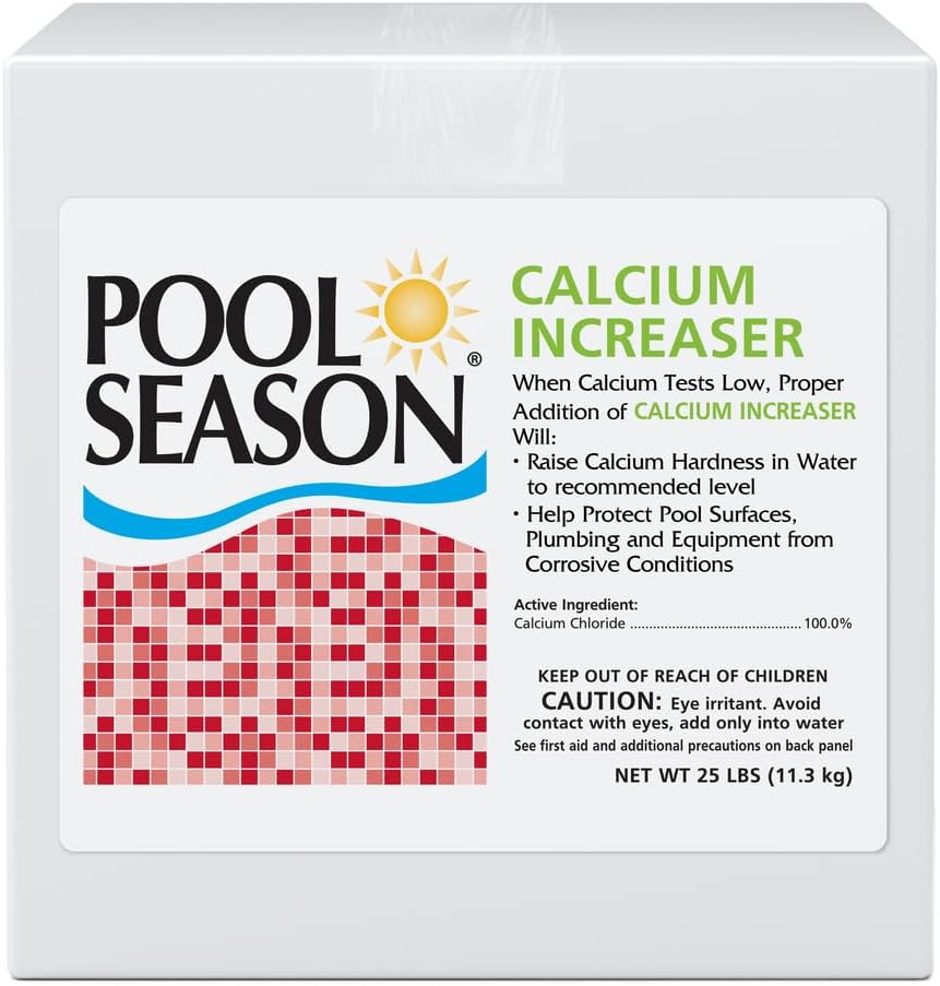 Pool Season Calcium Increaser – 25 lb Box | Increases Pool Water Hardness | 100% Calcium Chloride | Protects Pool Surfaces & Equipment
