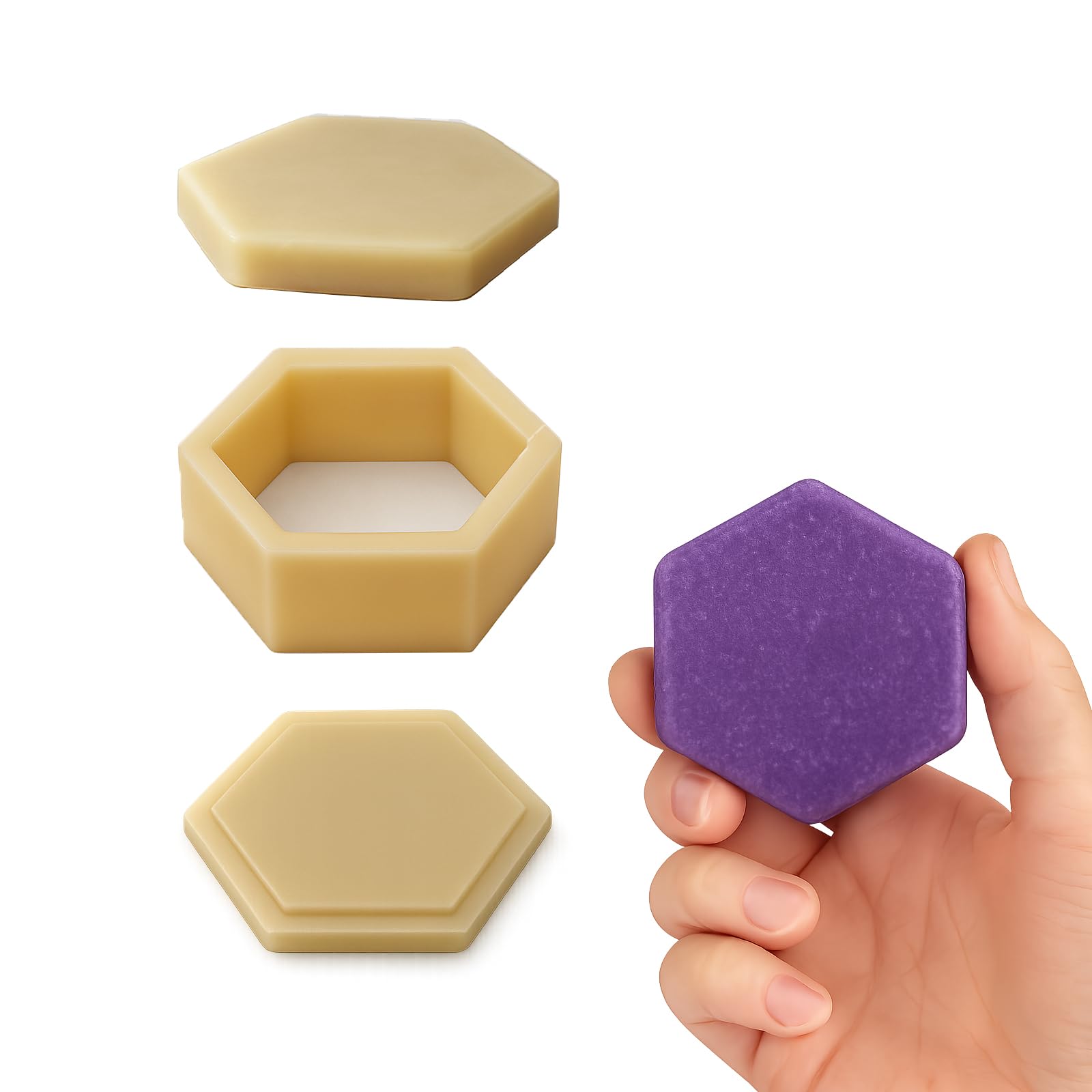 Molde hexagonal para jabón, material ABS, multiusos para sales de baño, barras de champú y fabricación de jabón, ecológico y reutilizable, fácil de usar y limpiar, diseño que ahorra espacio
