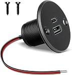 Acegoo RV USB Type d'aluminium A de sortie + Ports de type C 12V/24V USB Chargeur, montage encastré 24W Chaussette de recharge haute vitesse, PD3.0 & QC3.0 Chargeur rapide pour Camper Trailer Van Car Boat Golf Cart - 2Pcs
