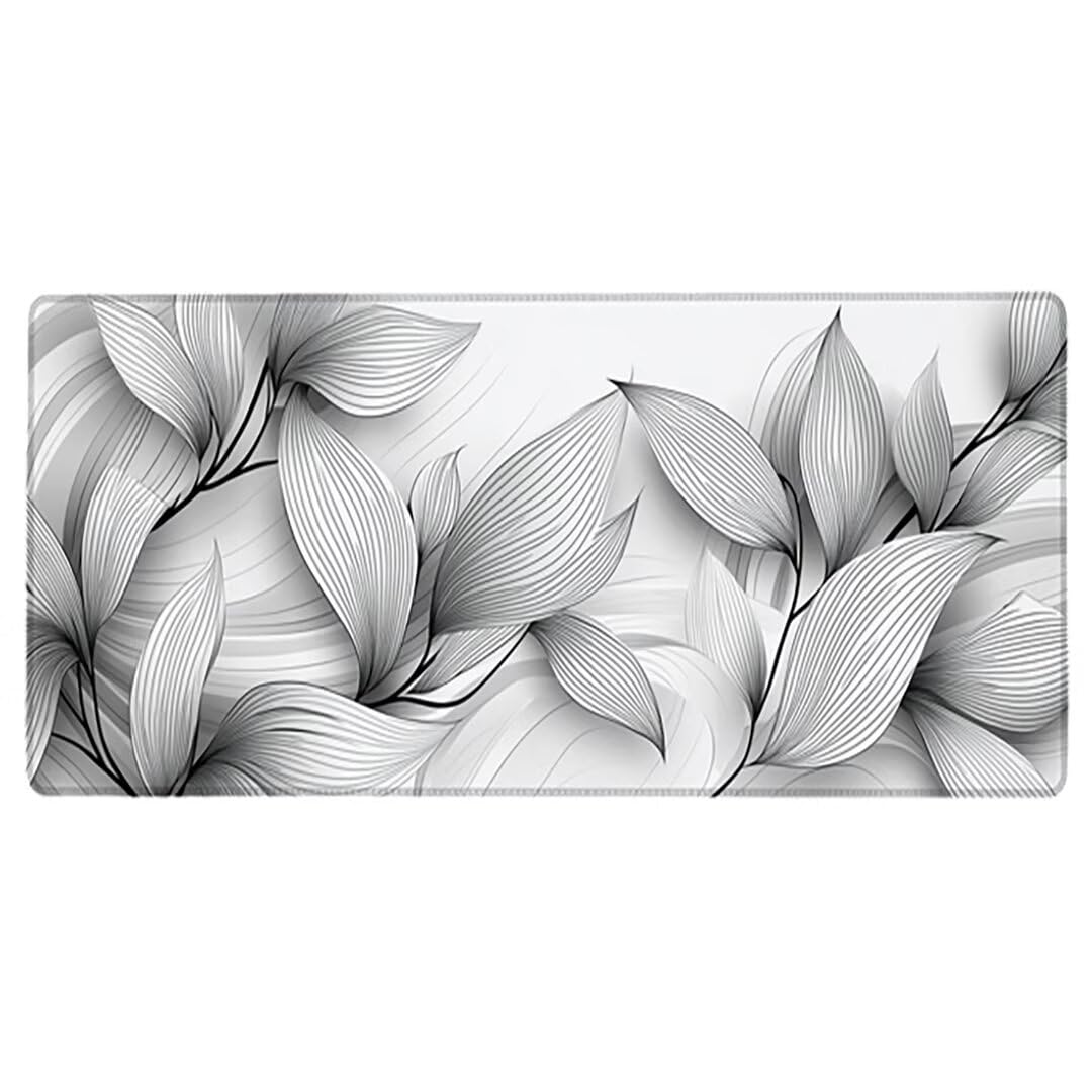 Fabryczna podkładka pod mysz XXL - 1400x600x3mm - biała duża mata na biurko z przeszytymi krawędziami i antypoślizgowa wodoodporna do komputera, laptopa poprawia precyzję i szybkość. -35566