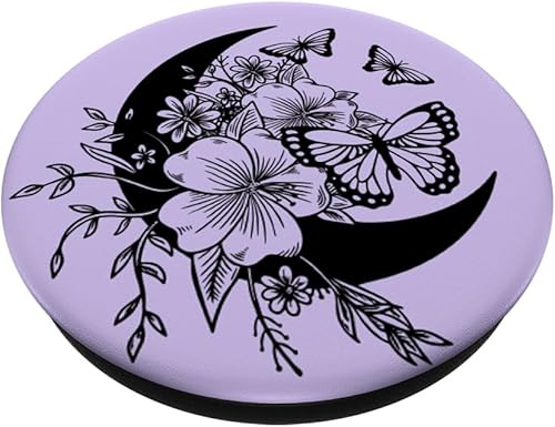 Miniatura 2 de PopSockets PopSockets intercambiables con diseño de mariposa y luna creciente, color morado