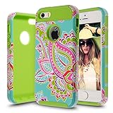 iPhone 5S Case,iPhone SE Case,AnnBay(TM) for iPhone 5S 2in1 High Impact Hybrid Dual Layer Case Heavy Duty Case Armor Cover Case with Totem Pattern (Green)