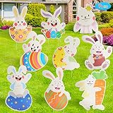 9 Pack Easter Yard Sign Outdoor Decorations, Waterproof Bunny Easter Sign, Easter Decorations for La