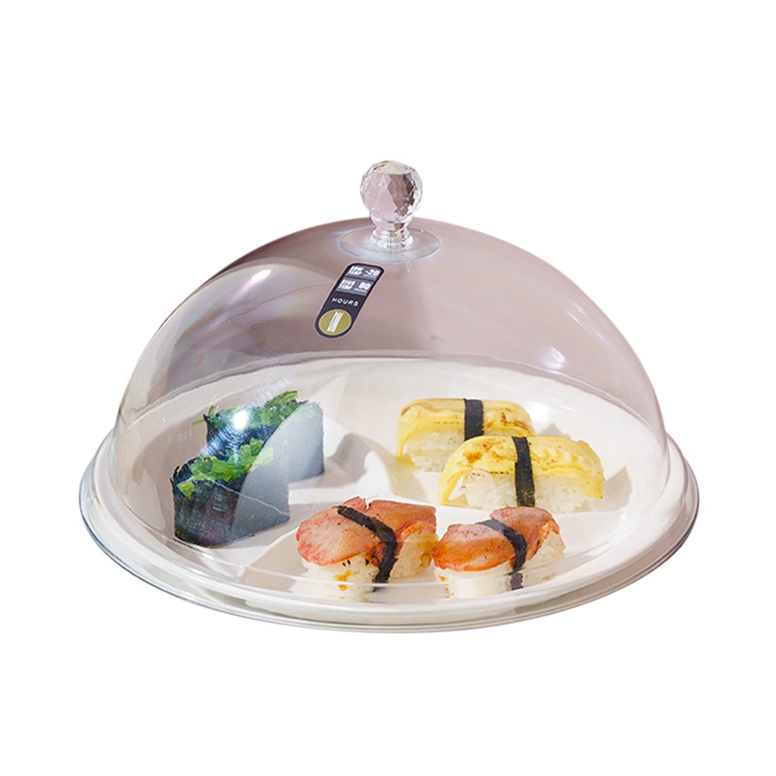 Copertura per Alimenti, Campana Coperchio Microonde,Vassoio per frutta con coperchio a cupola, vassoio separato in melamina bianca con coperchio in plastica trasparente, caramelle, biscotti,