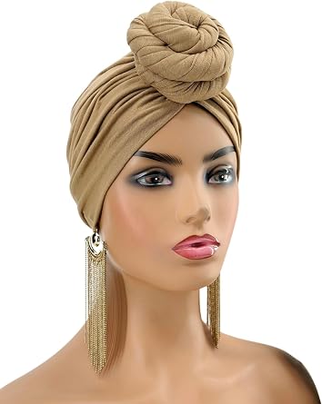 Bun Pre-Tied Turban | Pretied Head Wraps For Chemo | Hair Loss Cover | Alopecia Scarfs