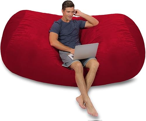 Miniatura 120 de Comfy Sacks - Puf de espuma viscoelástica de 7.5 pies, tumbona de piel sintética color negro Piel sintética, color negro,Piel sintética de color