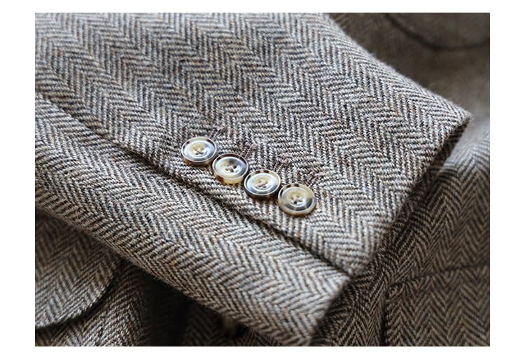 Men's Tweed Blazer Suit Jacket Herringbone Winter Vintage Slim Fit Suit Prom4
