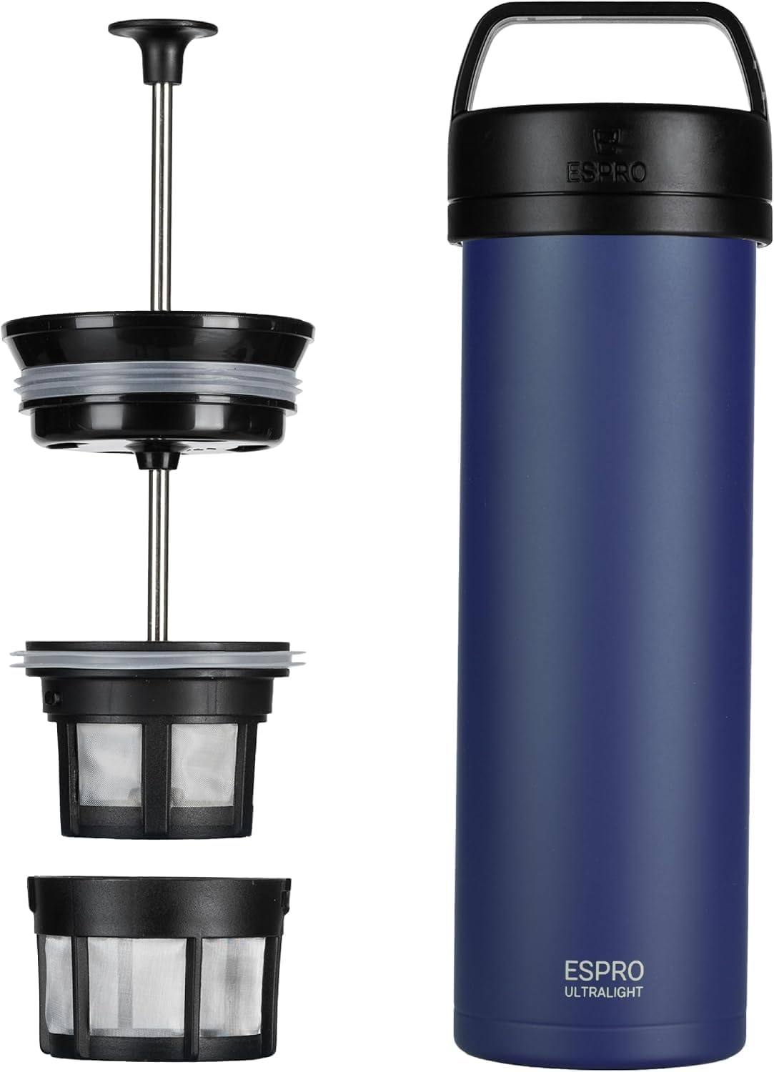 ESPRO Go P0 Insulated French Press Coffee Maker for Travel, 16oz, Blue