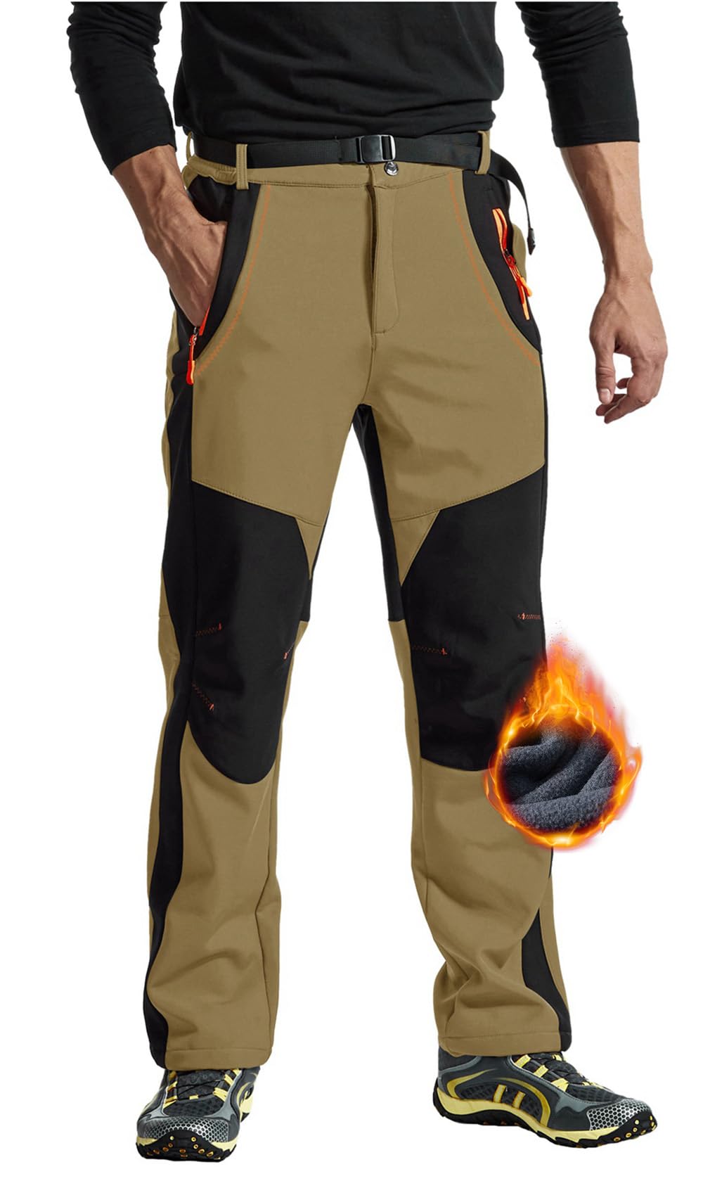 Rdruko Skihose Herren Wasserdicht Winter Softshellhose Winddicht Wanderhose Warme Winterhose Thermo Gefüttert Snowboardhose Trekkinghose mit Taschen