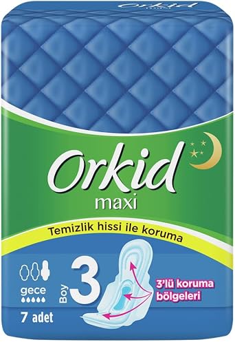 Orkid Maxi Hijyenik Ped Gece Tekli Paket 7 Ped 2li paket