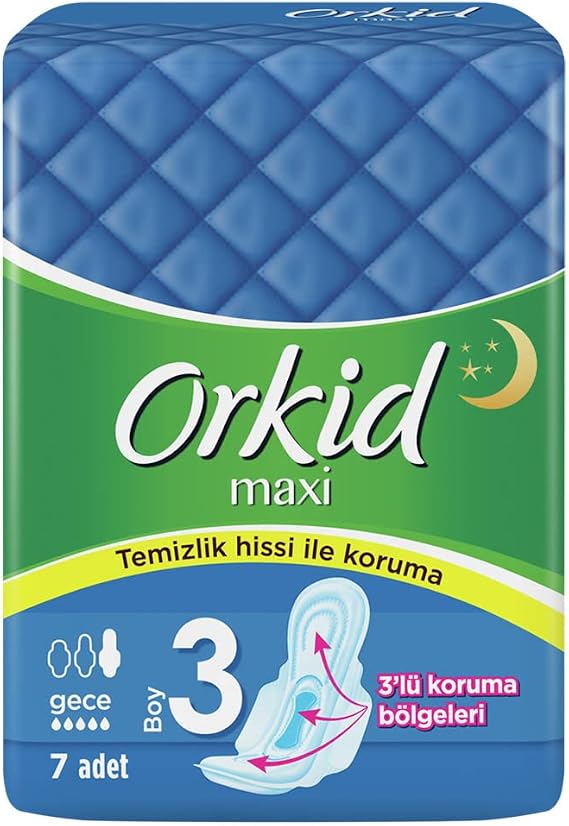 Orkid Maxi Hijyenik Ped Gece Tekli Paket 7 Ped 2li paket