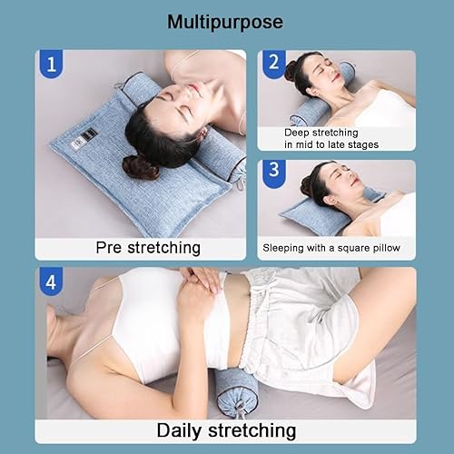 Miniatura 2 de Almohada de cuello de trigo sarraceno, almohada cilíndrica de trigo sarraceno, almohada ajustable para el cuello, soporte cervical para aliviar el