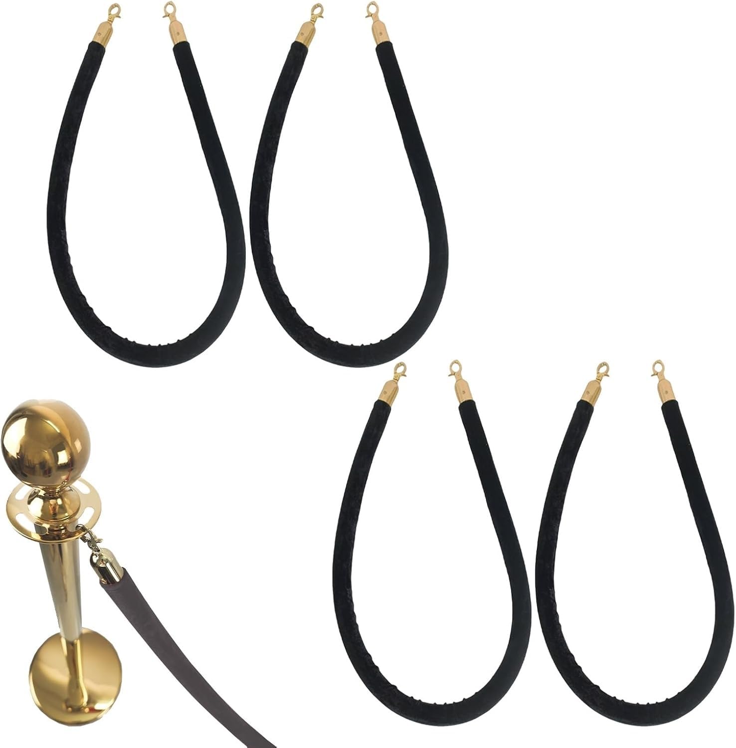 GJMSSMY Velvet Cord with Gold Hooks - Stylish Home Theater Accessory Portable Dividers for Movie Room Storage Elegant Cinema Décor Solution