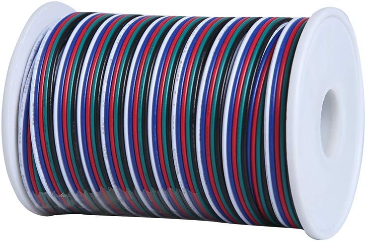 C-able 65.6ft(20m) RGBW Wire Extension Cable with Spool, 12V RGBW 5Pin Led Lights Wires Strip Kit Extend Wire for 5050 3528, with 8PCS RGBW Led Strip Connectors - Image 5